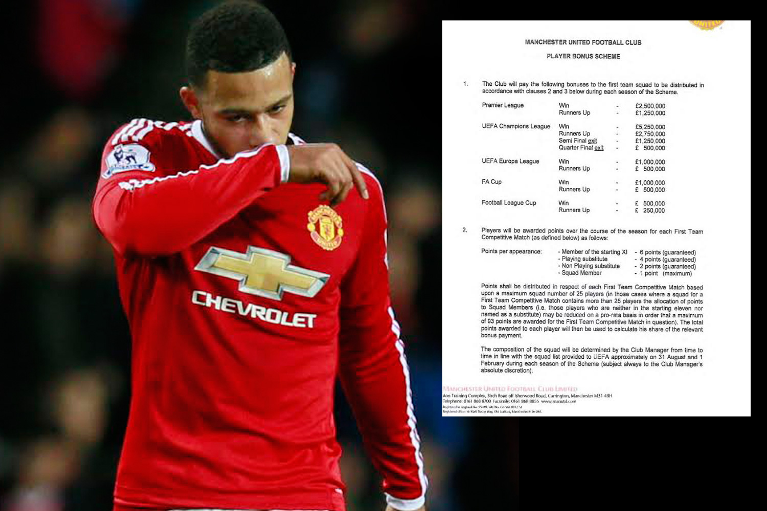 Depay contratto premi Manchester United