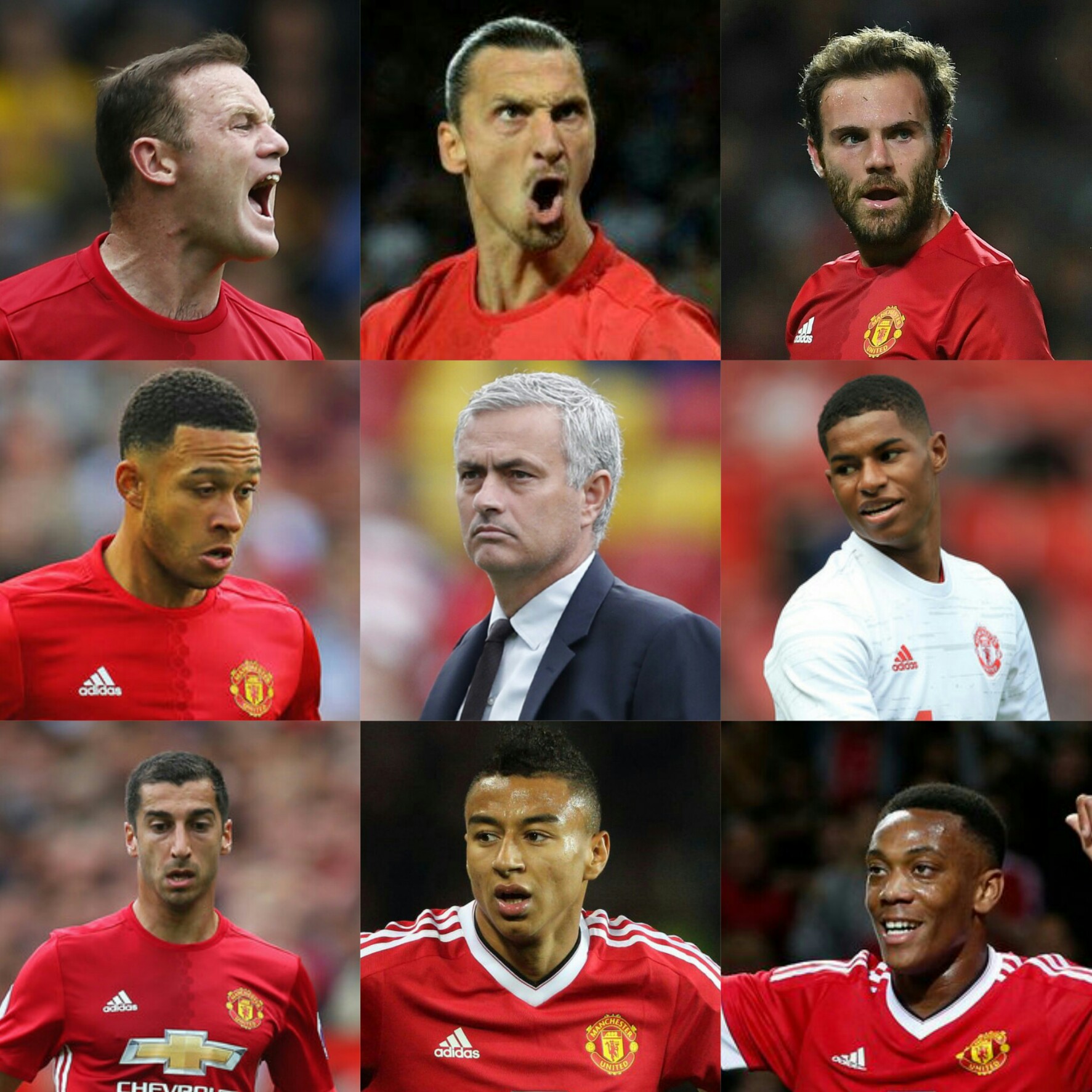 Mourinho-Mou-Rooney-Ibrahimovic-Mata-Depay-Rashford-Mkhitaryan-Lingard-Martial-Manchester-United